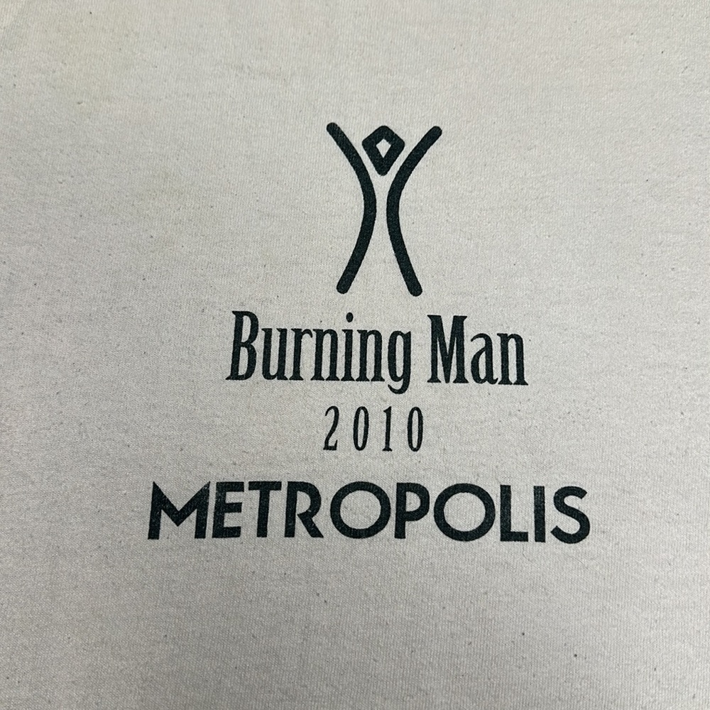 Burning Man Metropolis 2010 BMW logo front & back graphic tee pink Medium